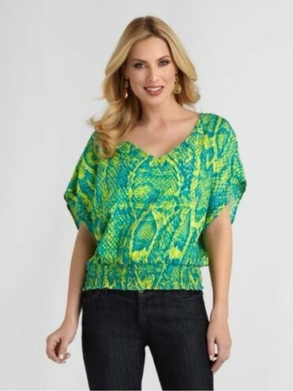 🆕 Sofia Vergara Neon Reptilian Print Top
